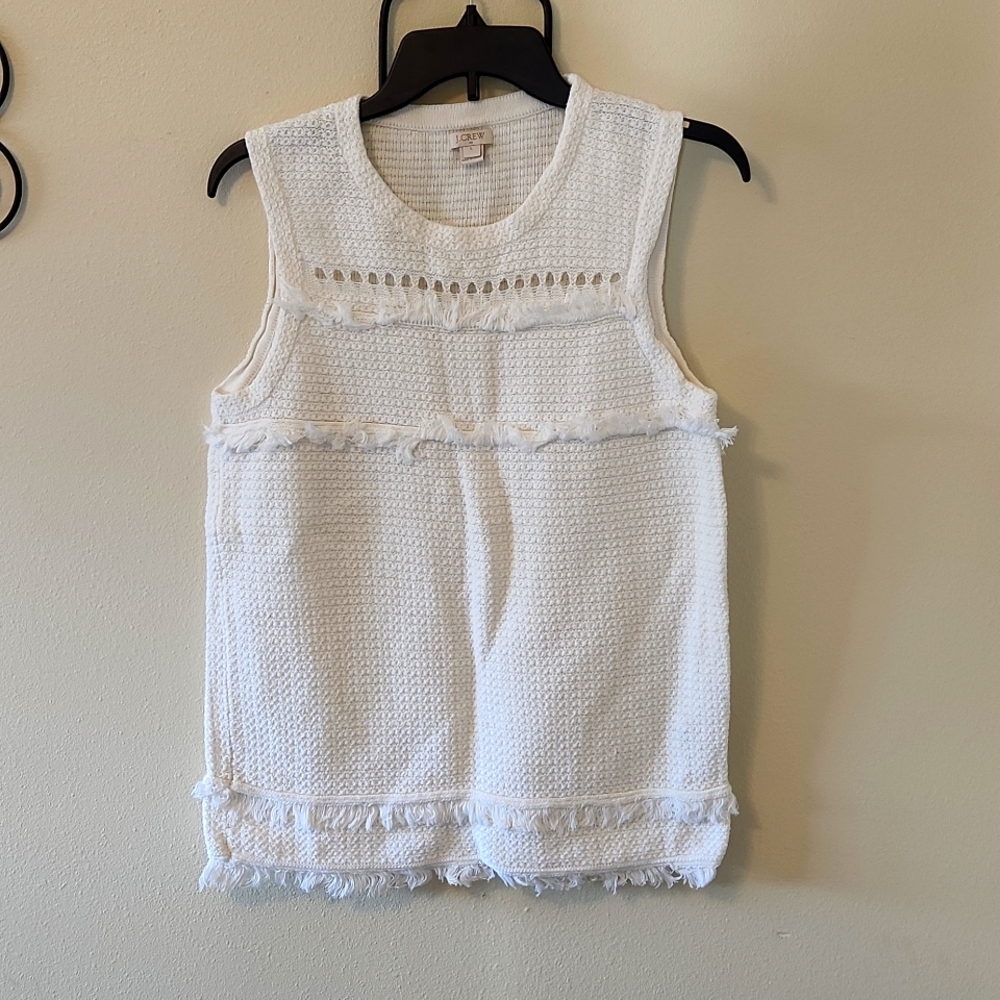 JCrew Factory White Cotton Sleeveless Sweater Vest/Top